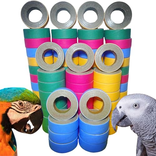 80Pcs Fatty Bagels Bird Toys for Parrots Durable Cardboard Chewing Shredding Foraging Foot 1.75" for Medium & Large Parrot Amazons Mini Macaws African Greys Cockatoos Eclectus Senegal - size: 80PCS