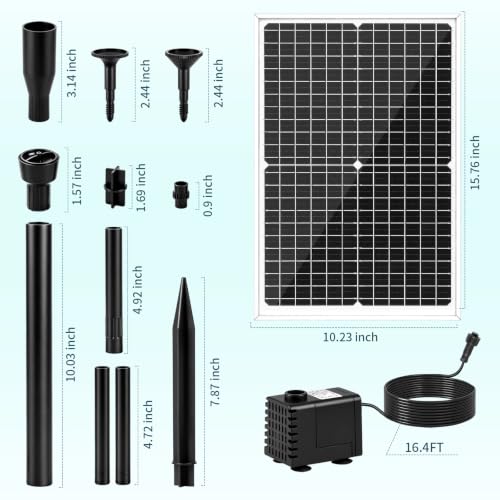 25W Solar Fountain Pump with 16.4FT Extra-Long Cable for Garden | Upgraded Solar Powered Water Fountain with High‑Efficiency Solar Panel & 3 Adjustable Nozzles for Bird Bath, Pond, Outdoor - color: 25w Solar Fountain