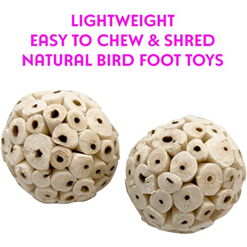 5104 Small Sola Bird Balls Pk4 - Handcrafted Foraging Bird Foot Toys, Natural sola Wood Balls, Crafted from air Dried Pieces, Lightweight, Breaks Apart, Versatile, Great for Small & med Size bids - color: Small Sola Balls, size: Pack 4