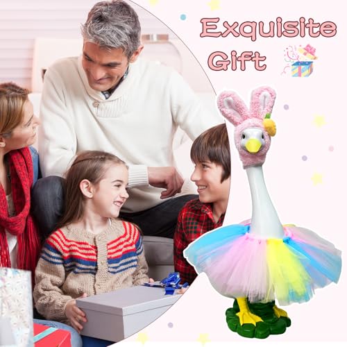 Porch Goose Statue,20" Large Resin Figurine Indoor & Outdoor Garden Decor | Porch Goose Figurine with Easter Outfits,Decoration Set,for Lawn Patio Yard Housewarming Gifts - style: rabbit ear hat goose