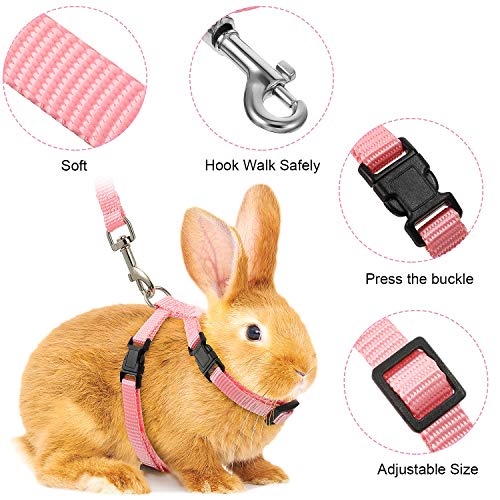 Outus 5 Pieces Adjustable Rabbit Harness and Leash Set Escape Proof Bunny Harness Vest for Pet Running Walk Jogging Bunny Cat Puppy Kitten Ferret and Other Small Pet(Fresh Color) - color: Fresh Color