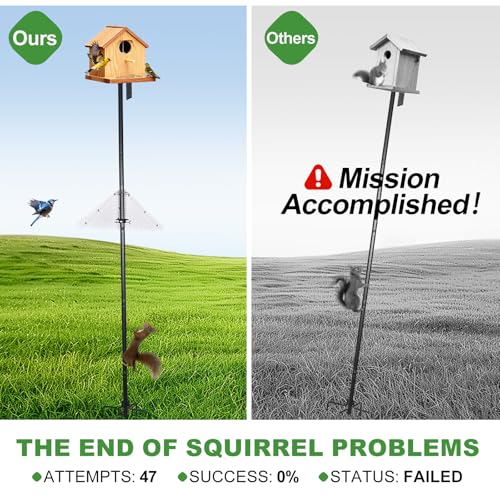 79" Heavy-Duty Bird Feeder Pole with Squirrel Baffle for Outdoors, Adjustable Bird Feeding Station Holds Multiple Feeders, Rust-Resistant Steel Pole with Bird House Pole Mount Kit - size: 79" Pole & Baffle