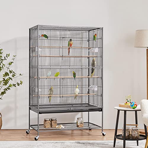 Topeakmart X-Large Parrot Cage Bird Cage with Rolling Stand for Medium Birds Cockatiels Quaker Green Cheek Sun Conure African Grey, 60.5inch - size: X-Large