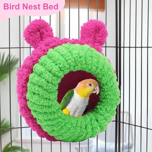 Wontee Bird Nest Bed Breeding House Winter Warm Snuggle Hut for Budgies Parakeets Cockatiels Lovebirds Canaries (Rose) - color: Rose