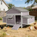 Wooden Chicken Coop, Large Hen House with Weather-Resistant Asphalt Roof, Easy to Clean with Removable Metal Tray, Ideal for 3-4 Chickens, Duck, Rabbits & Small Animals - color: Grey, size: 67.3"L x 36.8"W x 40.6"H