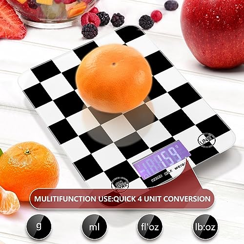 Food Scale Kitchen Scale Food Scales Digital Weight Grams and Ounces Small Electronic Food Scale for Baking Cooking Checkered Black White - color: Checkered Black White