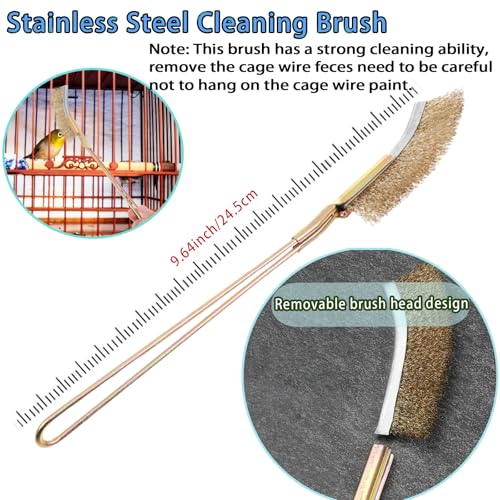 6pcs Set Bird Cage Cleaner Kit - Stainless Steel Poop Remover & Scraper Tool- Essential Bird Cage Accessories for Parakeet Items & Small Animal Cage Cleaning