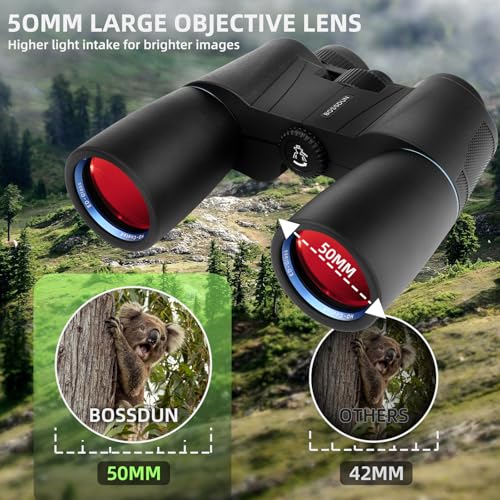 16x50 Binoculars for Adults High Powered, Professional Optics Binoculars for Bird Watching with Low Light Night Vision, HD FMC BAK4 Prism Lens, Waterproof & Fogproof for Hunting/Traveling - color: Black