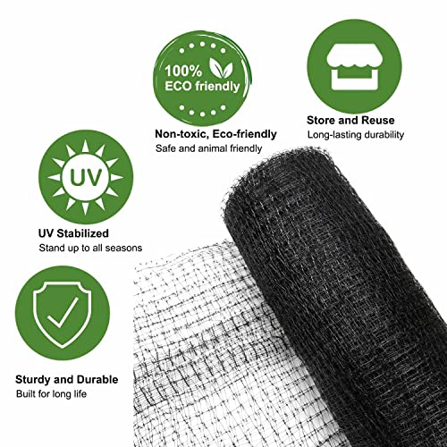 KLEWEE Bird Netting, 7.5x25 FT Heavy Plastic Duty Garden Netting Deer Fence | Fruit Tree Plant Vegetable Protection, 3/4" Fine Mesh from Birds Deer Squirrel Animals, UV Resistant, 10 Stakes & 50 Zip Ties - size: 7.5 x 25 FT