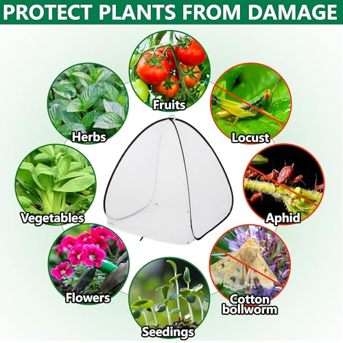 2 Pcs Pop Up Insect Barrier Plant Cover Tent, 30 x 28 x 28 Inch Foldable Garden Plant Protectors Mesh Enclosure, Garden Net Cage Bird Insect Guard Cover for Protecting Plants Fruits Vegetables - color: 30 X 28 X 28 Inch