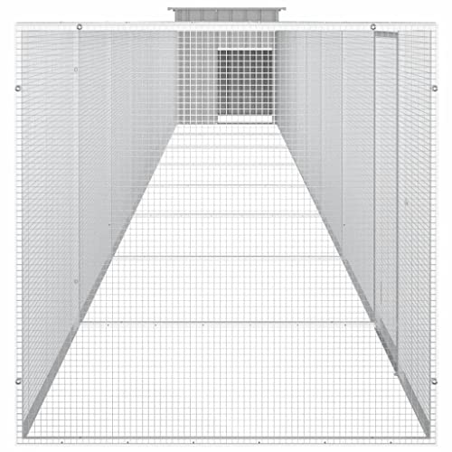 Chicken Cage Grey Galvanized Steel Large 35.8 x 354.3 x 39.4 in Rectangular Coop Run Durable Outdoor Poultry Habitat Supplies for Backyard Farm - color: Grey-D