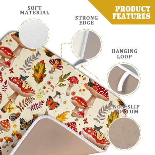 Forest Mushroom Dish Drying Mats Wild Plant Butterfly Kitchen Sink Rack Mats 16 X 18 Inch - color: Wild Plant - Multi, size: 18" x 16"