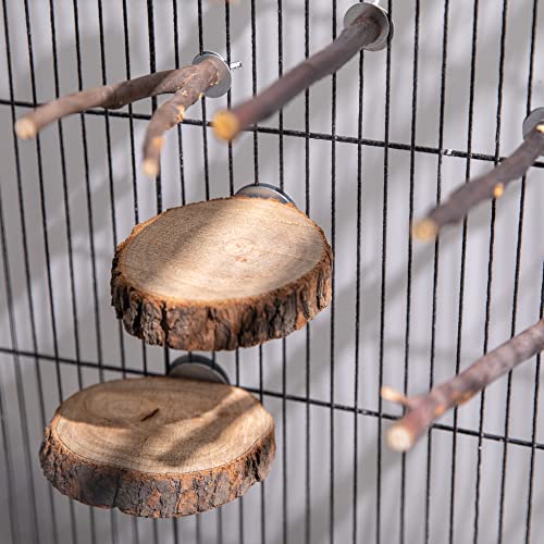8Pcs Natural Wood Bird Perch Stand, Parrot Perch Branch & Platform for Cage | Wooden Fork Perch and Stick Accessories for Parrotlets Budgies Cockatiels Parakeets Lovebirds Cage
