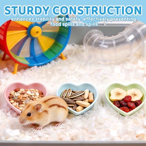 3 Pack Ceramic Hamster Food Bowl, Anti-Turning Heart Hamsters Water Dish | Cute Guinea Pig Food Bowl, Small Animals Bowl for Rabbits Chinchillas Guinea Pig Rat Hedgehog Parrots Small Animals