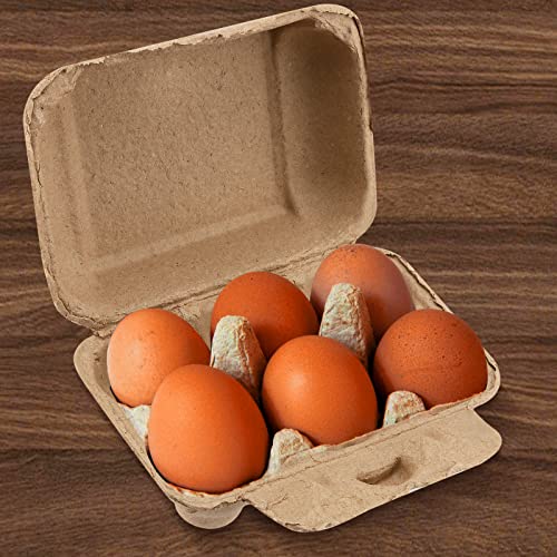 50 PCS Paper Egg Cartons, 6 Egg Cartons Pulp Egg Cartons for Kitchen, Farm, Market, Travel and Transport, Brown