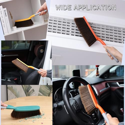 15" Red Soft Brist. Hand Broom Brush Bed Sofa Counter Hair Clear | Soft bristle hand broom brush, efficiently clear pet hair, dust debris on beds, sofas countertops for daily home cleaning. - color: Red 1