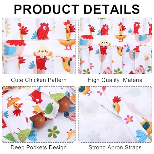 Egg Collecting Apron for Kids, Chicken Egg Apron with 8 Pockets, Eggs Aprons for Fresh Eggs for Hen, Duck, Goose - color: Cartoon Chicken