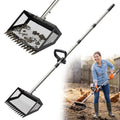 Biupky 10inch Chicken Poop Scooper & Rake, Chicken Litter Scoop with Handle for Chicken Coop & Pet Waste Cleaning for Chicken Coop, Goat Stall, Stable, Litter Sifting Shovel（24 to 63"