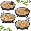 Nuogo 4 Pcs Ground Bird Feeder Tray 7 Inches Platform Bird Feeder for Outside Metal Squirrel Feeders Rust Resistant Mesh Seed Tray Garden Yard Decoration for Outdoor Wild Dove(Round) - style: Round
