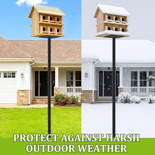 Yaocom 1 Pack 12ft Telescoping Bat House Purple Martin House Pole Kit | Supports 5kg, Anti-oxidation Steel with Heavy Duty 5-claw Base & 2 Mounting Platforms, For Backyard Garden Outdoor Use