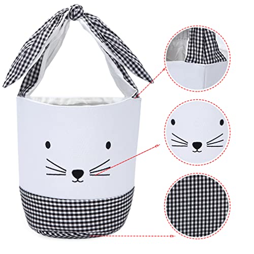 XinblueCo Baseball Basket Easter Baskets for Canvas Easter Egg Hunt Baskets - color: Black Plaid