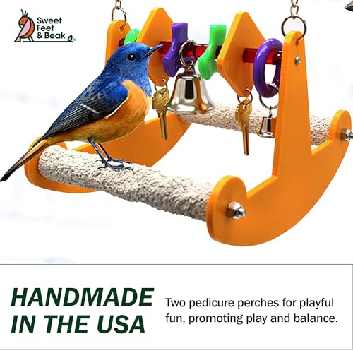 Sweet Feet and Beak Tweeter Totter Rocker, Two Perch Bird Swing, Small | Two Pedicure Perch Bird Toy, Made from Break Resistant Plastic, Hanging Toy for Play and Leg Activity, Available in 3 Colors - size: Small