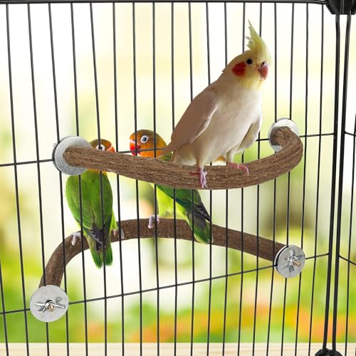 Rypet 2PCS Pack Natural Wood Bird Perches for Cage, U-Shaped Parrot Perch L | 2 Pack Natural Wood Perches, Wing Nut Mount, U-Shaped Cage Perch, Easy Rinse, Parakeets Conures Cockatiels