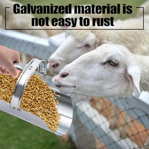 2 Pack Galvanized Steel Feed Scoop Set-4 Qt & 2.5 Qt Heavy Duty Metal Grain Scoop for Livestock, Horse, Chicken & Dog Food – Durable Farm Utility Scoops, Rust Resistant, Easy Clean