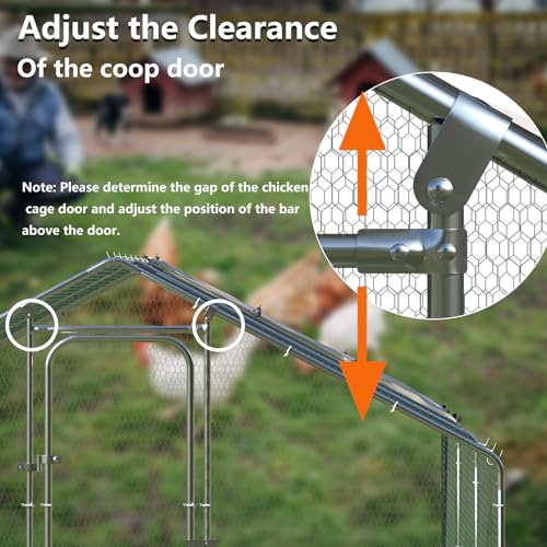 BOSSIN Large Metal Chicken Coop with Waterproof Cover, Poultry Cage Spire Shaped Coop, Walk-in and Heavy Duty Design, Chicken Run Duck House Resistant to Wind, rain, and UV Cover for Farm Yard Use - size: 236.2"L x 118.1"W x 76.8"H