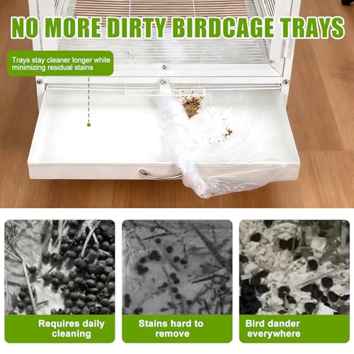 50 Pcs Disposable Bird Cage Liners, 34x22 Inch - Transparent PE Liners for Large Parrot Cages, Fit Amazons, African Greys, Macaws, Easy-to-Clean Tray Accessories