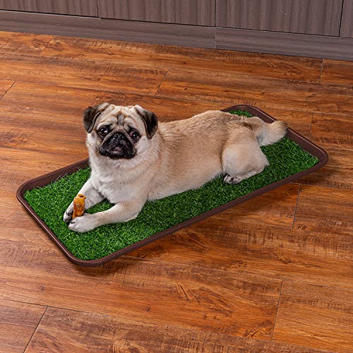 All Weather Boot Tray Extra Large 40"x20" - Brown Plastic Shoe Mat | Multi-purpose mudroom entryway tray with 1.25" raised edges - fits shoes, pet bowls & plants - 100% recycled polypropylene - style: Brown