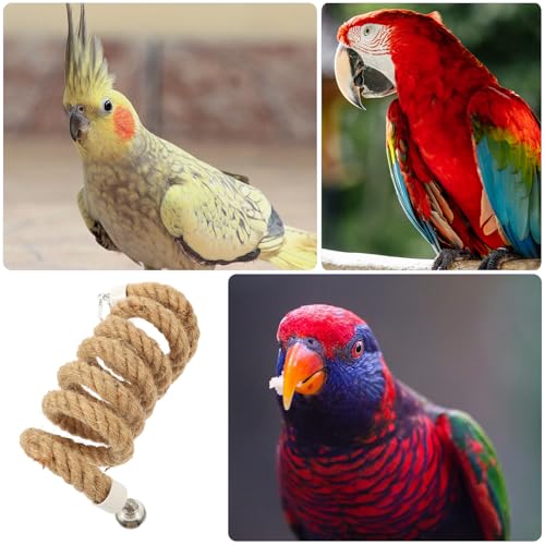 Ipetboom Bird Rope Perch Parrot Rope Toy Climbing Stand with Stable Clips 59.05 in Hanging Swing for Parakeets Lovebirds Cockatiels Bird Cage Accessory