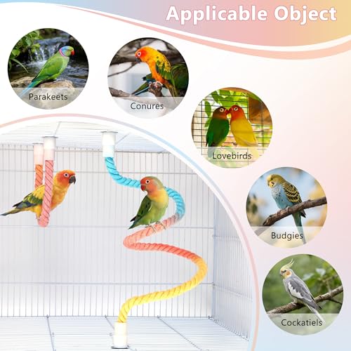 Mogoko 2Pcs Bird Rope Perches Cage Accessories for Parrots Cockatiels Parakeets Budgie, Perch Climbing Toy for Birds