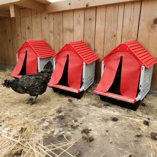 Roll Away Chicken Nesting Box, 13° Auto Egg Collection Tray, Clip-Lock Decoy Egg & 3 Jute Pads, Enclosed Easy-to-Clean Hen House, Indoor & Outdoor Chicken Coop Accessory(1Pack)