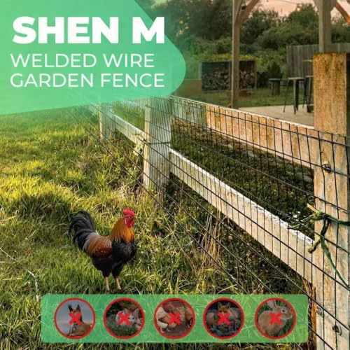 (36 in x 33 ft) Garden PVC Welded Wire Fence, Mesh Size 2 in x 3 in, 16-Gauge Welded Wire Fence, Poultry Protection Animal Fence, Includes Gloves and Pliers - size: 36 inch x 33 ft