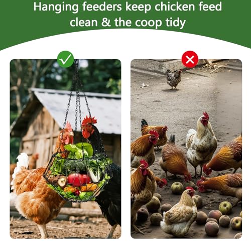 Hanging Chicken Feeder, Foldable Poultry Feeder Basket for Chicken Duck Coop, 2 Pcs - size: L-2 Pcs