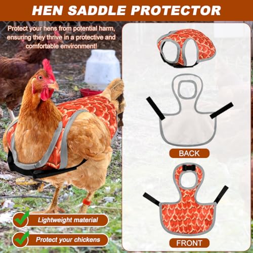 4PCS Chicken Saddles for hens, Chicken Apron Back Protector for Hens with Adjustable Strap, Chickens Hen Mating Saddle, with 50pcs Chickens Identification Band