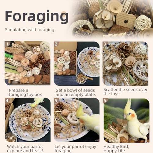 30PCS Natural Foraging & Chew Parrot Toys, Shredding Box for Birds | Natural Bird Toy Set for Parakeets, Cockatiels, Conures & Lovebirds, Helps Reduce Stress & Cage Boredom - size: Medium