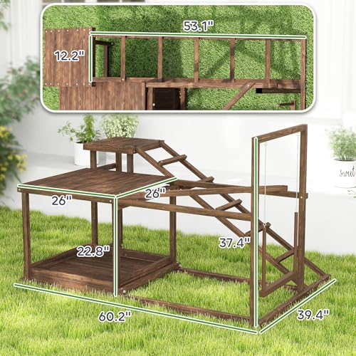 PawHut Wooden Chicken Coop Perches with Swing, Roosting Bars, Activity Play Set, Chicken Coop Accessory Toys for Coop, Coffee | Activity Play Set, Accessory Toys, Chicken Playground