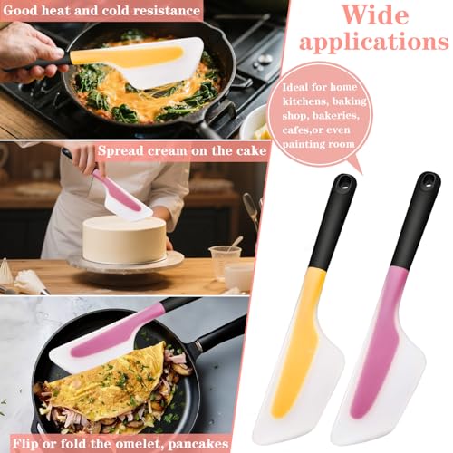 Silicone Omelette Spatula Turner, Flip Fold Omelet Turner, 13Inch | Flexible Egg Flip Tool for Non-stick Pans, Heat Resistant omelette flipper for Kitchen Omelet Pancake Crepes, Pink Yellow - color: Pink+Yellow
