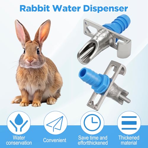 16 Set Automatic Rabbit Watering System Kit,ID 5/16" Hose 16 PCS Nipple Drinkers,Barb Fittings to G1/2" Thread Connectors, Bunny Rabbit Waterer Kit T-Fittings Springs,Gaskets,Bucket Connector