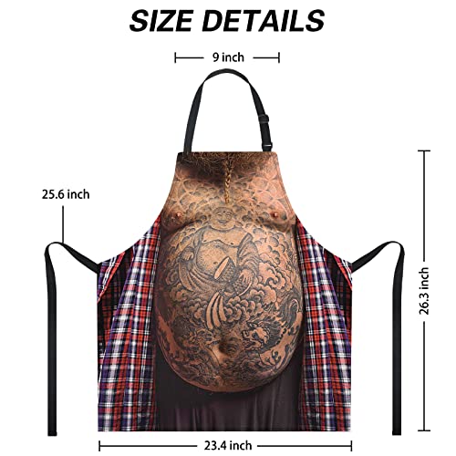 Funny Men Cooking Grilling Aprons Tattoo Belly BBQ Funny Gag Gifts for Christmas, White Elephant Gift Exchange (Tattoo, One Size) - color: Tattoo