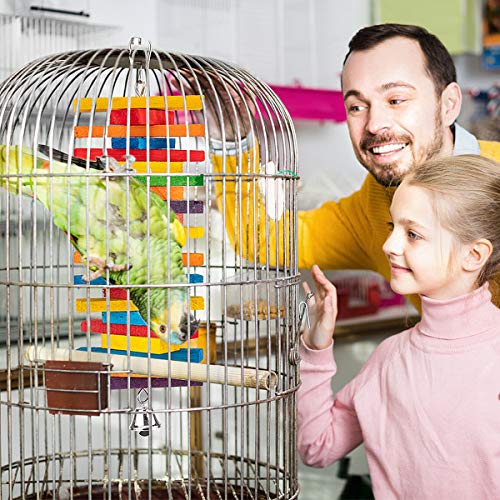 MEWTOGO 2Pcs Bird Toys, Parrot Toys with Multicolored Natural Wooden Blocks | Bird Chewing Sticks Toys, for Conures Parakeets Cockatiels Lovebirds African Grey Macaws Amazon Parrots Gift