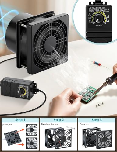 80mm Small 4 Inch Exhaust Fan with Duct, 12v Fan with Speed Control | DC Brushless Fan, Dual Ball Bearing, Small Fume Extractor, Axial Fan for Soldering 3D Printer Enclosure DIY Vent Paint Booth - size: 80mmx25mm 1 duct