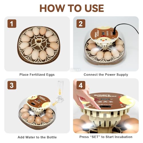 Nest I - 12 Egg Incubator for Beginners, Auto Egg Turning, Consistent Humidity with Auto-Refill Water Bottle & Stable Temp Control for Hatching Chicken, Goose, Duck, Quail, Pigeon, and Turkey - size: 12 Egg [Brown]