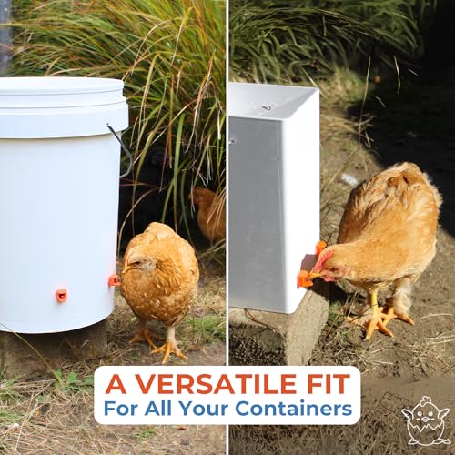 Lil'Clucker Horizontal Chicken Waterer Nipples, Pack of 15 Chicken Nipple Waterer with Drill Bits, Easy Install Automatic Chicken Waterer System, No Leak Chicken Water Feeder, Poultry Waterer - Orange - color: Orange