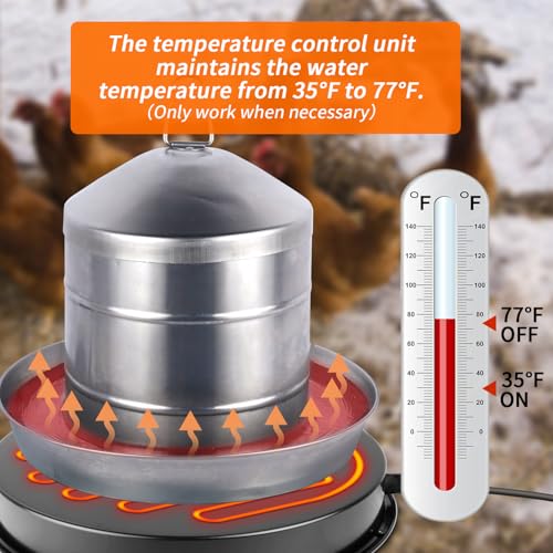 Chicken Water Heater for Winter, 110Watt Thermostat Heated Poultry Waterer Base with 9.8ft Power Cord,Suitable for Plastic/Metal Poultry Waterer (Black, 11INCH-2PACK) - color: Black, size: 11IN-2PACK