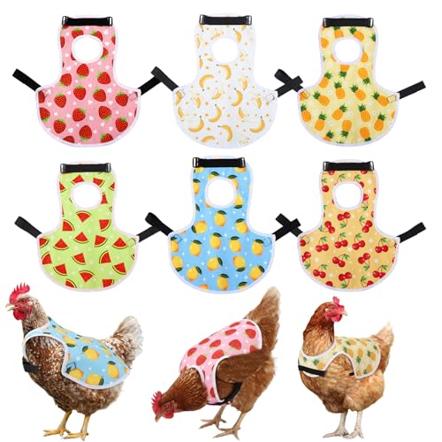 6 Pack Chicken Saddles for Hens Chicken Aprons Back Protector | Hens Chicken Saddle Vest Jacket for Poultry Back Feather Protection Fixer Supplies