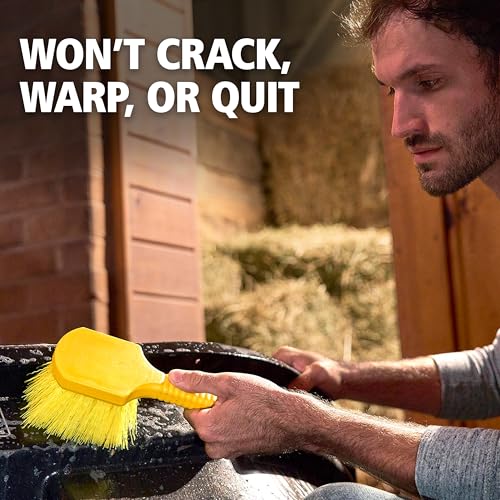 Rubbermaid Commercial 8" Utility Scrub Brush Plastic Handle Synthetic Bristles Cleaning Multi Purpose Heavy Duty Outdoor Wheels and Tires - size: Single Pack