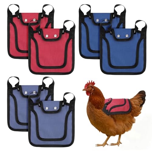 Chicken Saddles with Adjustable Straps, Breathable Chicken Aprons, 6 Pcs | Small Medium Large Hens Protector Vest Poultry Accessories for Rooster Mating, Back Feather Loss Prevention, 3 Colors
